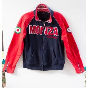 Monza Circuit Racing Zip Up Track Jacket Sweater Red Blue Adult Size Medium